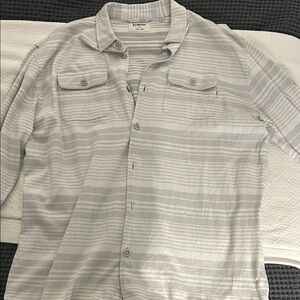 Croft & Barrow Light Gray Striped Button Down Shirt